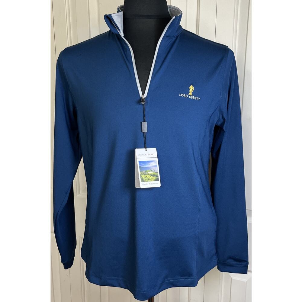 Pebble‎ Beach Woman’s Quarter Zip Lord Abbott Golf Pullover Blue Med NWT
